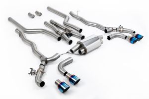 Milltek Sport  Cat Back System inc. OPF/GPF Bypass with Burnt/Blue Titanium GT-100 Trims  - Required Stage 2 ECU Software - For Vehicles with Slip Joint Connection to OE Downpipes BMW  5 Series  M5 & M5 Competition 4.4l Twin Turbo F90 (OPF/GPF Equipped Ca
