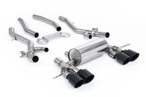Milltek Sport  Secondary Cat Back System with Centre Resonator Bypass & GT-115 Cerakote Black Trims BMW  3 Series  G80 M3 & M3 Competition S58 3.0 Turbo (North American / ROW Non-OPF/GPF Cars Only)